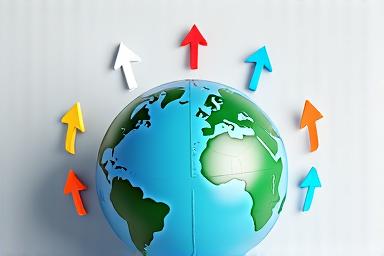 Abstract image of a globe with arrows pointing to new regions.