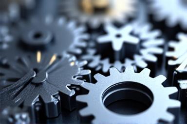 Abstract image of interconnected gears representing an organisation.